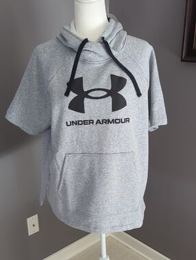 Under Armour Light Gray Short Sleeve Hoodie with Black Logo
